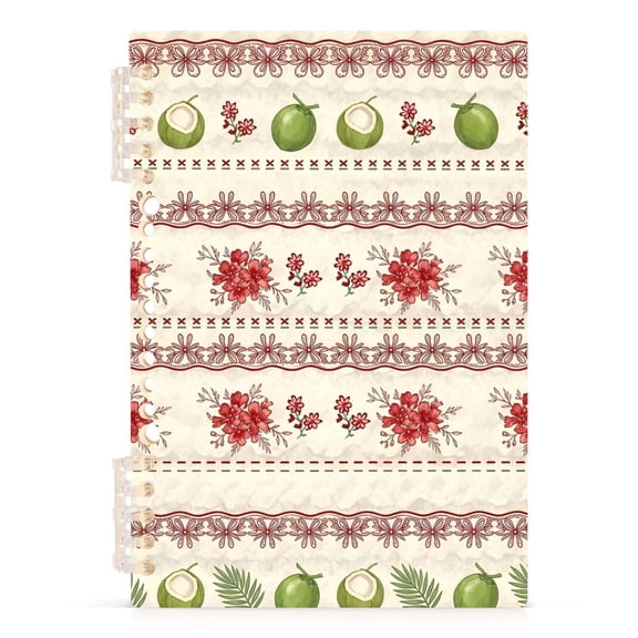 Haosy Vintage Coconut Stripe Notebooks 1-subject Journal 60 Sheets A5 College Ruled Paper Detachable Ring 8.3"x5.7"