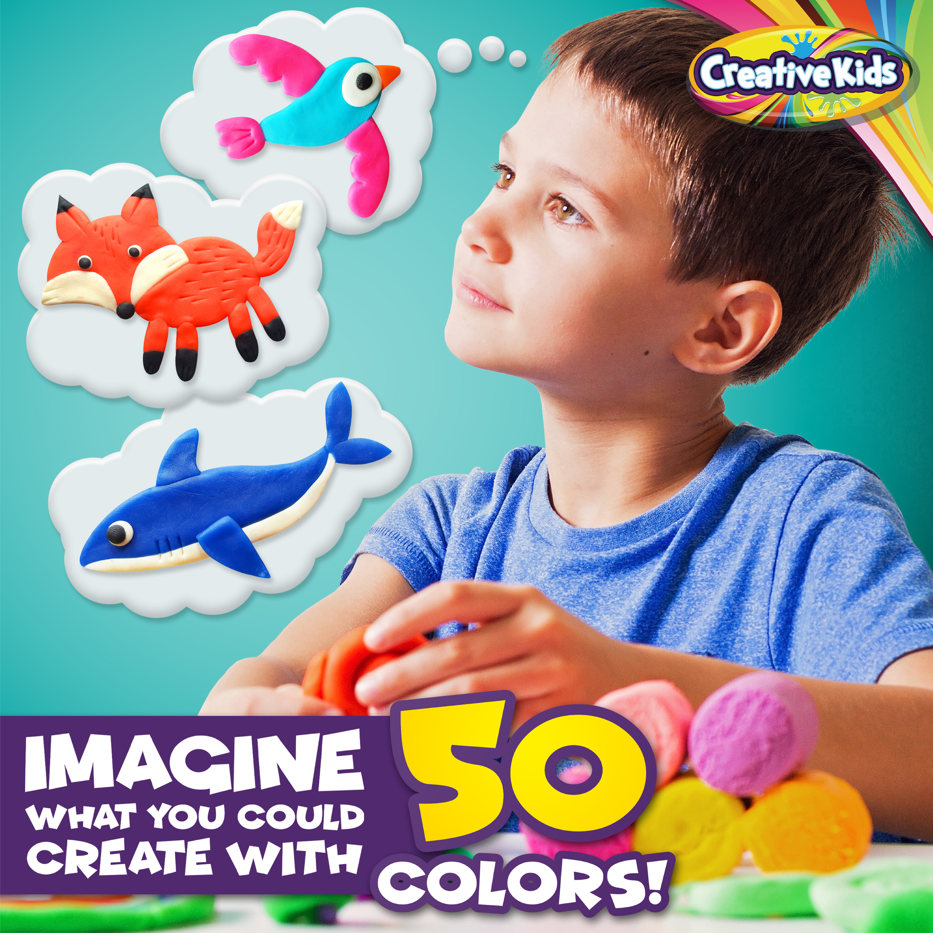STEM Educational DIY Molding Set Gift for Boys /& Girls 3+ Creative Kids Air Dry Clay Modeling Crafts Kit Super Light Nontoxic 50 Pack Easy Instructions 50 Vibrant Colors /& 6 Clay Tools