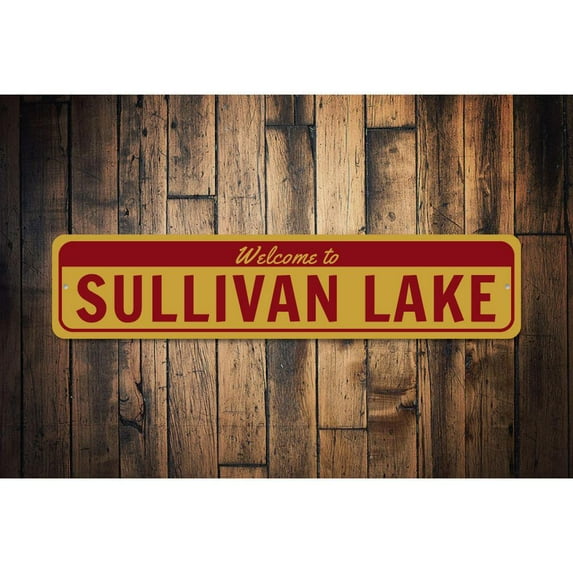 Welcome Lake Name Novelty Sign, Metal Wall Decor - 4x18 inches