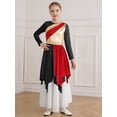 thumbnail image 5 of renvena Girls Metallic Liturgical Praise Dance Color Block Long Sleeve Asymmetrical Worship Dress Size 4-16 Red 16, 5 of 7