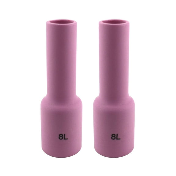 Long Alumina Nozzle Cups for TIG Welding Torches Series 17/18/26 with Gas Lens Set-Up - Model: 54N14L - #8 (1/2") - (2 PACK)