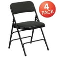 thumbnail image 3 of Flash Furniture 4 Pack HERCULES Series Curved Triple Braced & Double Hinged Black Patterned Fabric Metal Folding Chair, 3 of 9