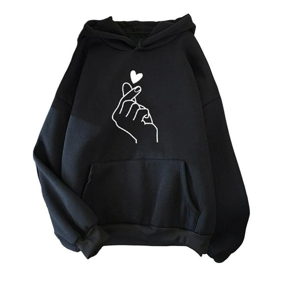 Unisex Fall Winter Hoodie Elastic Cuff Hem Loose Patch Pocket Thick Plush Loose Solid Color Printed Hooded Drawstring Couple Top