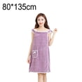 thumbnail image 2 of Off Shoulder Wearable Bath Towel Wrap Women Water Absorbent Beach Spa Gym Bathrobes Slip Dress, 2 of 5