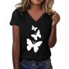 Bibifish Womens Tees Graphic Print V Neck Short Sleeve Tshirts Comfy Soft Fabric Casual Street Style Fashion Summer Tees