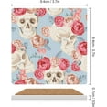 thumbnail image 4 of GZHJMY Roses Skulls Printed Square Ceramic Coaster for Drinks with Cork Base for Coffee Cups, Place Mats for Home Decor, 6 Pcs, 4 of 4