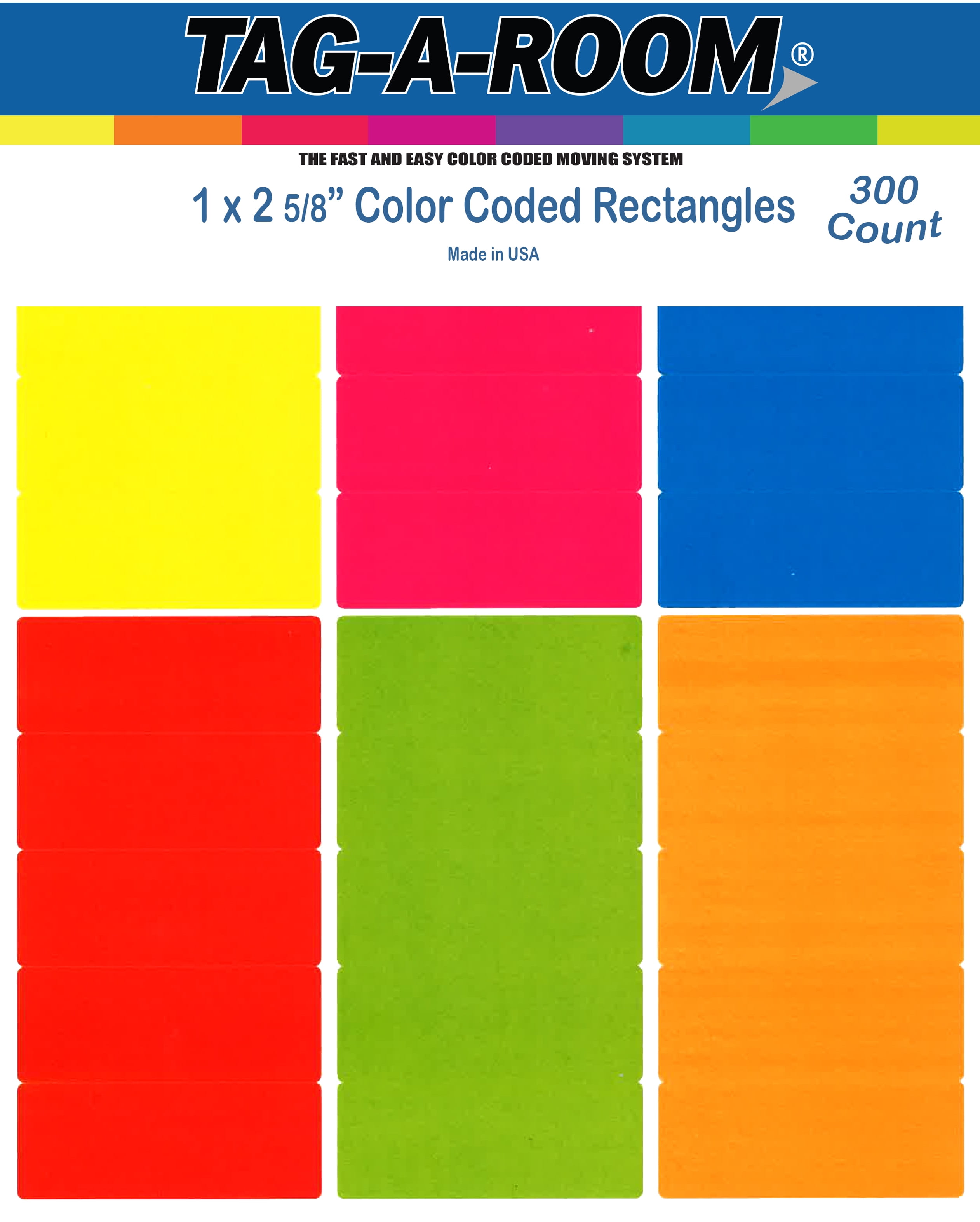 Tag-A-Room 1 x 2 5/8 Inch Rectangle Color Coding Mailing Address Labels, 6 Bright Colors, 8 1/2 ...