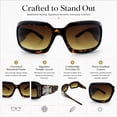 thumbnail image 4 of SA106 Bling Square Celtic Cross Jewel Rhinestone Rectangular Fashion Sunglasses Tortoise Frame - Gradient Brown Lens, 4 of 6