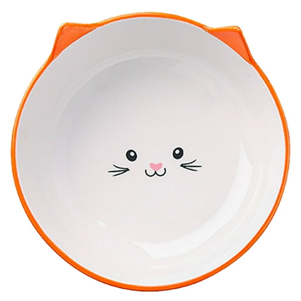 Ceramic cat bowl, wide and high dishes, dishwasher safe, suitable for
