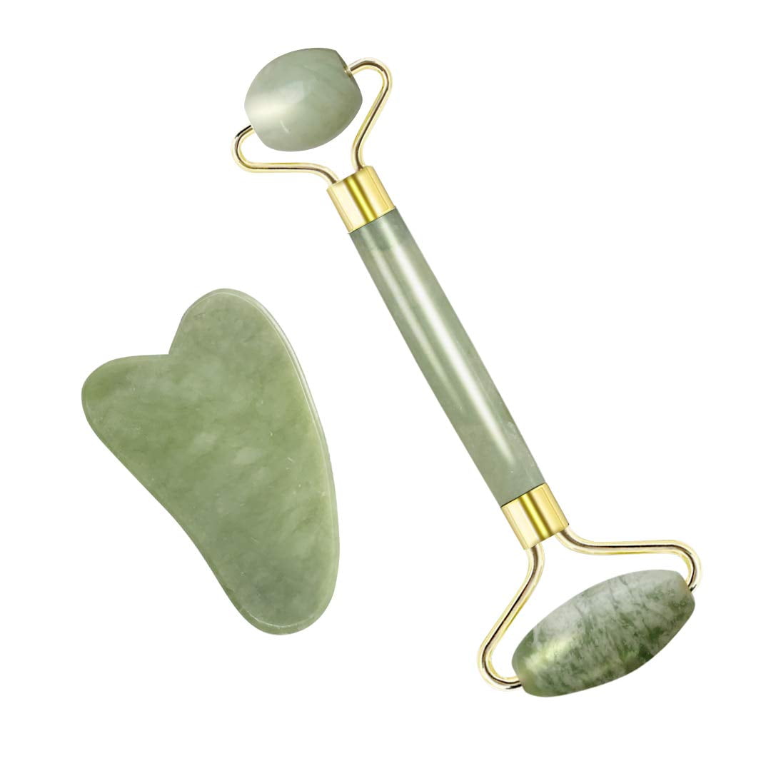 Jade Roller, 100 Natural Jade Face Roller/Anti Aging Jade Stone Massager for Face & Eye Massag