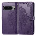 thumbnail image 6 of Allytech Google Pixel 8 Pro Case for Girls Women, Flip Folio Manadala Embossed Shockproof Hand Wrist Bumper Girly Cards Slots Wallet Case for Google Pixel 8 Pro - Purple, 6 of 6