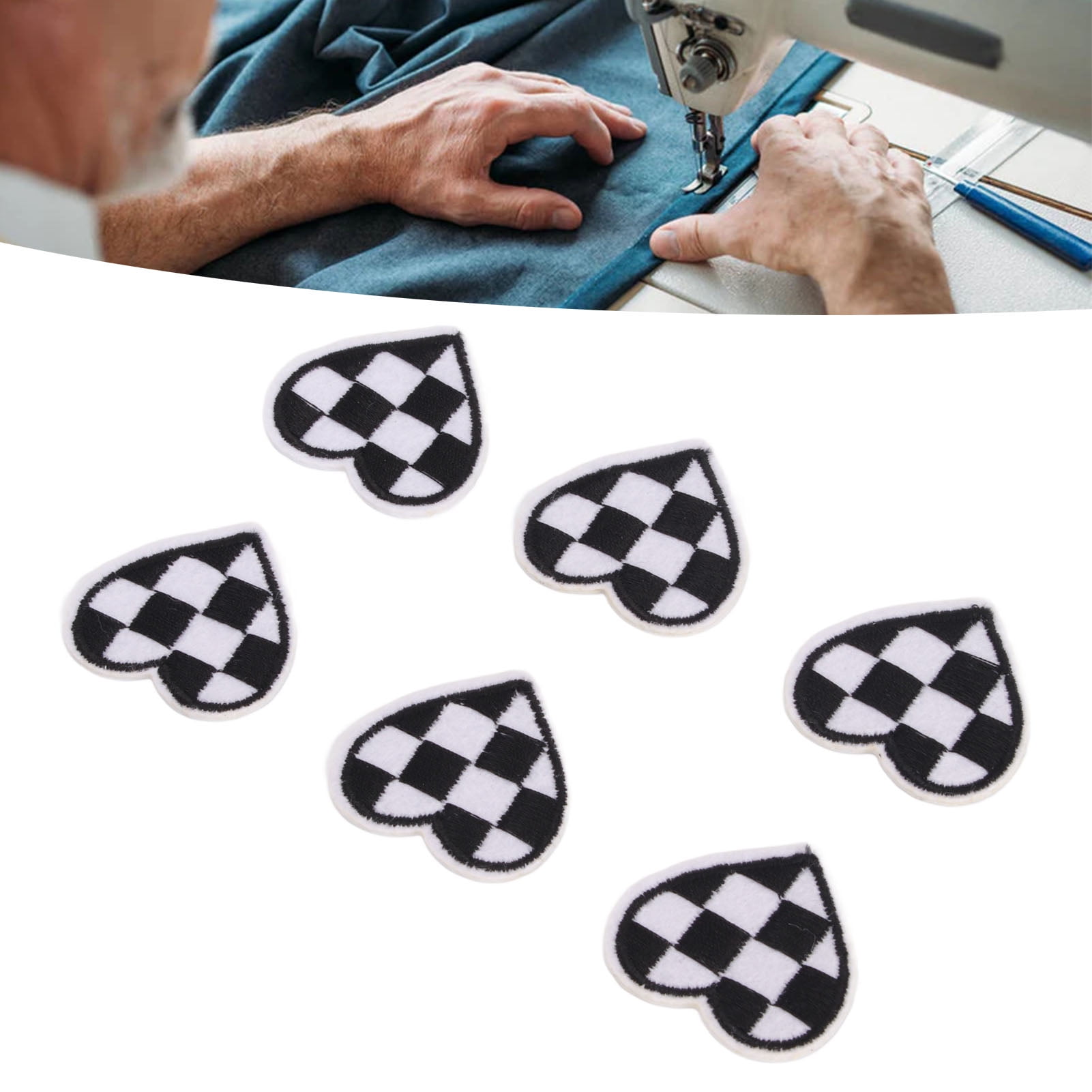 Applique Patches, 100pcs Embroidered Lightweight Cotton Material Fashionable Iron On Heart Shaped Cloth Patches  For Jackets For Decorating