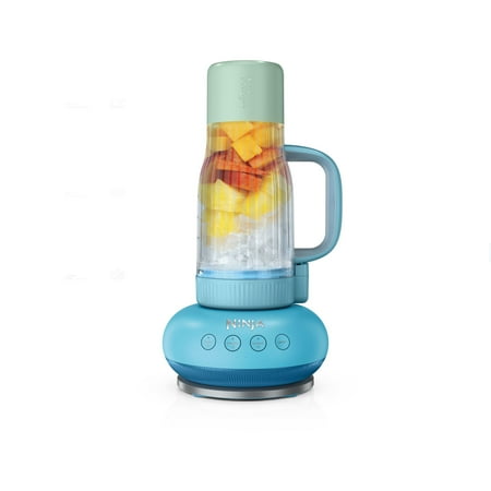 Ninja BlendBOSS 26-Oz Personal Blender for Smoothies & Frozen Drinks Travel Tumbler with LeakProof Lid and Chug Spout Auto-iQ Technology 1200PW DB301BL Blue Raspberry