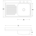 thumbnail image 3 of Fregadero Cocina Sobreponer 1 Tina 75x48x14 Eb Cacm401 Izq EB Técnica Linea Calesa, 3 of 3