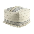 thumbnail image 2 of Ox Bay Tristan Striped Handmade Cotton Medium Square Pouf Ottoman, Navy/Ivory, 18" x 18" x 14", 2 of 7