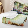 thumbnail image 4 of Manfei Flower Kitten Bed Spread Queen, Forest Hydrangea Butterfly Queen Coverlet Set, Green, 3 Pieces, 1 Quilt and 2 Pillowcases, 4 of 7