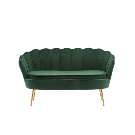 52.4 in. Green Modern Velvet Upholstered 2-Seats Loveseats with Metal Legs