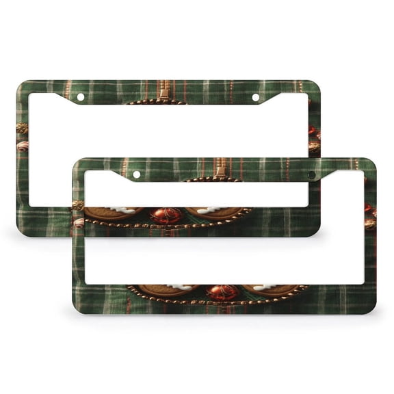 2 Pack 3D Gingerbread Zipper Holiday License Plate Frame Christmas Decorations License Plate Cover License Plate Novelty License Plate Frame Quality Aluminum 2 Holes Car Accessories US Canada