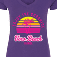thumbnail image 4 of Inktastic Summer Enjoy the Sunshine Vero Beach Florida in Pink Women's V-Neck T-Shirt, 4 of 5