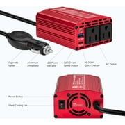 BESTEK 300W Car Power Inverter - DC 12V to 110V AC Converter, Fast Car Charger Adapter with 30W USB-C/18W Quick Charge/Dual 110V AC Outlet, Car Plug Adapter Outlet for Laptop