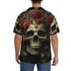 thumbnail image 3 of Balery Classical Rose Crown Skull Camisa Casual de Manga Corta con Botones para Hombre, Texturizada, Estilo Cubano, para Playa, Verano-Small, 3 of 5