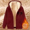 thumbnail image 2 of aohooy Hooded Sweatshirt Men Zipper Thick Sherpa Lined Heart Jacket Sweatshirts Oversized Winter Long Sleeve Coats with Pockets Red,L, 2 of 3