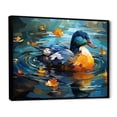 thumbnail image 2 of Designart "Floral Pond with Yellow and Blue Duck II" Animals Framed Wall Art - Modern Farmhouse Yellow Duck Bedroom Framed Canvas Wall Art, 2 of 6
