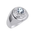 thumbnail image 3 of RYLOS Men's Rings Sterling Silver Designer Gypsy 7MM Round Gemstone & Diamond Ring Aquamarine March Birthstone Size 12, 3 of 6
