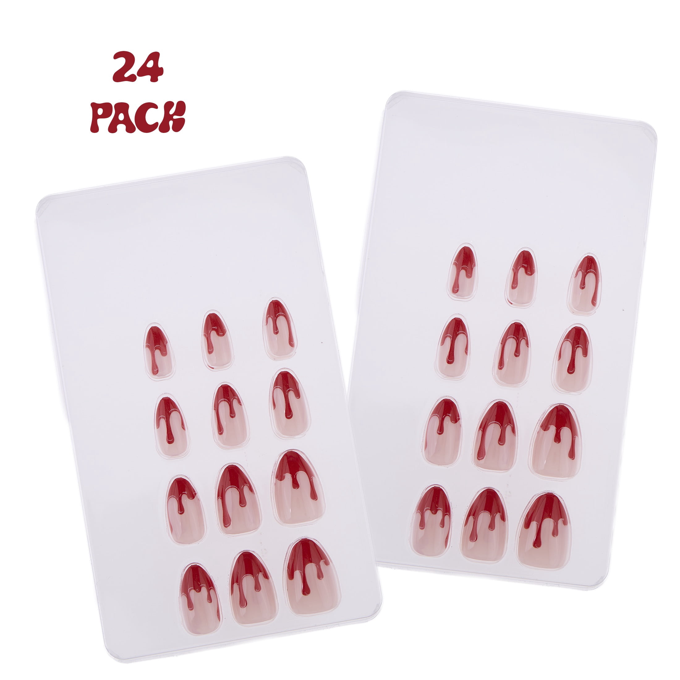 Expressions 24-Pack Self Adhesive Halloween Press-On Nails - Red Blood Drips