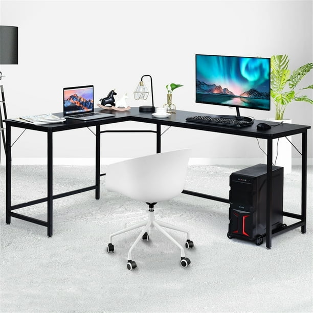 Escritorio Esquinero Costway Mesa de Ordenador en Forma de L 168 x 125 x 74 cm Negro