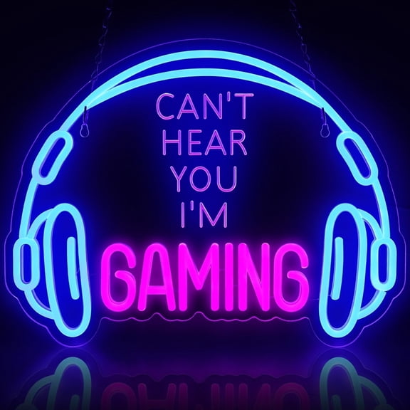 UPONRAY Gaming Neon Sign, Dimmable Colorful LED Headset Gaming Neon Light and USB Powered Headphone Lightup Game Signs for Game Zone Video Room Boy Bedroom Wall Decor