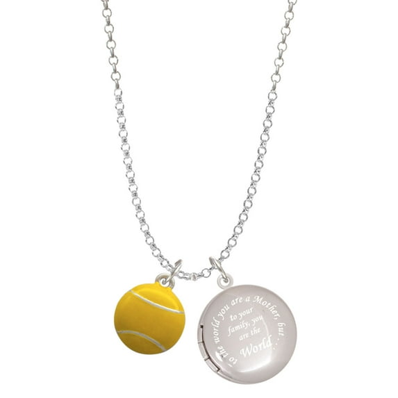 Delight Jewelry Silvertone Large Tennis Ball To the World You are a Mother Locket Necklace