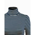 thumbnail image 5 of MixMatchy Women's Tight Fit Lightweight Solid/Stripe Long Sleeves Turtle Neck Top, 5 of 5