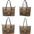 thumbnail image 3 of ZUXONGSY Skull Rose Print Leather Satchel Bag for Women with Matching Wallet Set Waterproof Office Tote for Shopping Work, 3 of 4