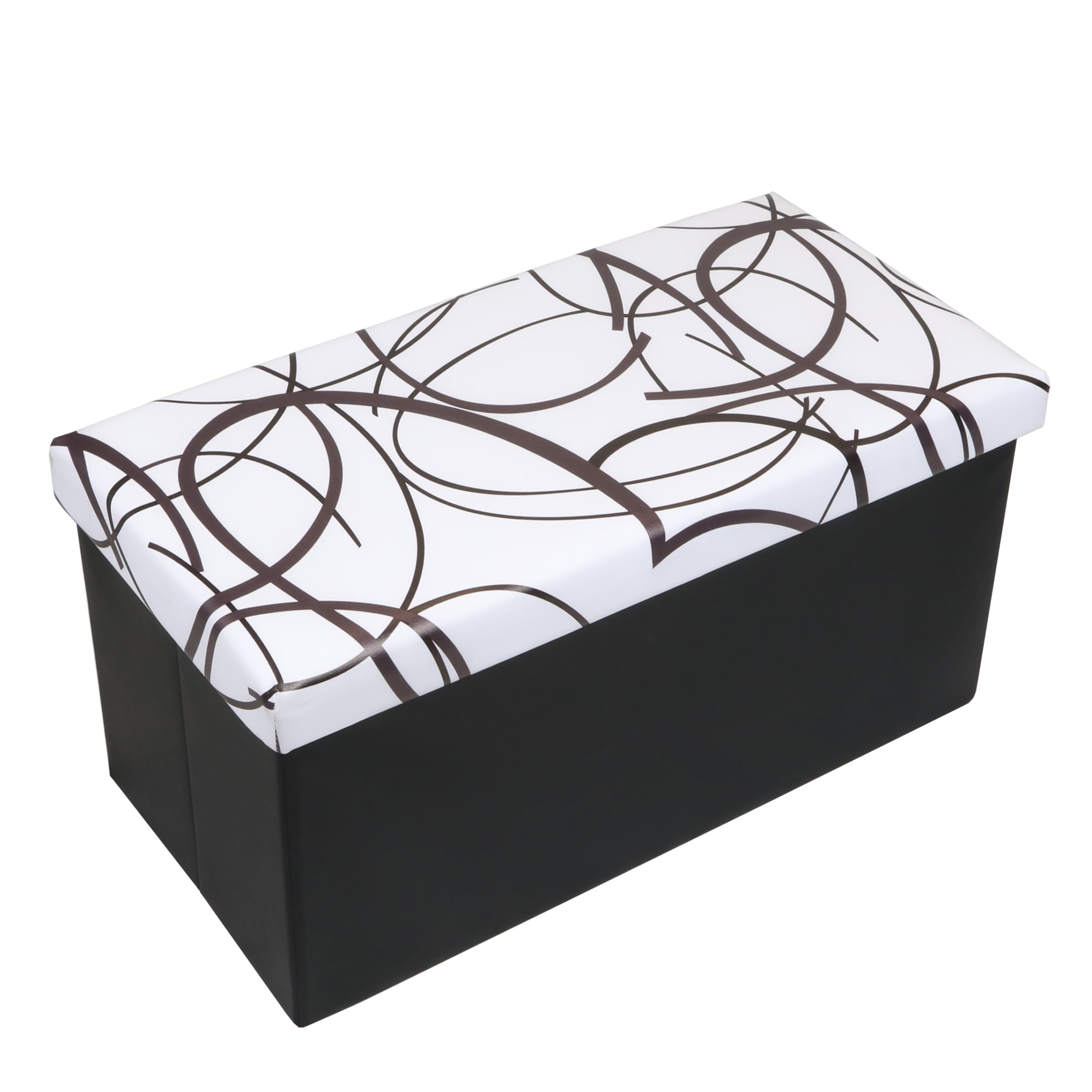 Faux Leather Storage Box with Removable Lid Black Relaxdays Folding Ottoman Seat 38 x 38 x 38 cm Sturdy Storage Chair and Practical Footstool 