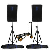 (2) Peavey RBN 112 12" 2000w Active PA Speakers+Ribbon Driver+DSP+Stands+Cart