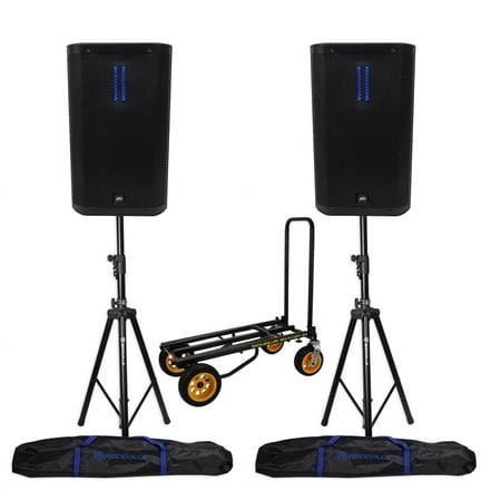 (2) Peavey RBN 112 12" 2000w Active PA Speakers+Ribbon Driver+DSP+Stands+Cart