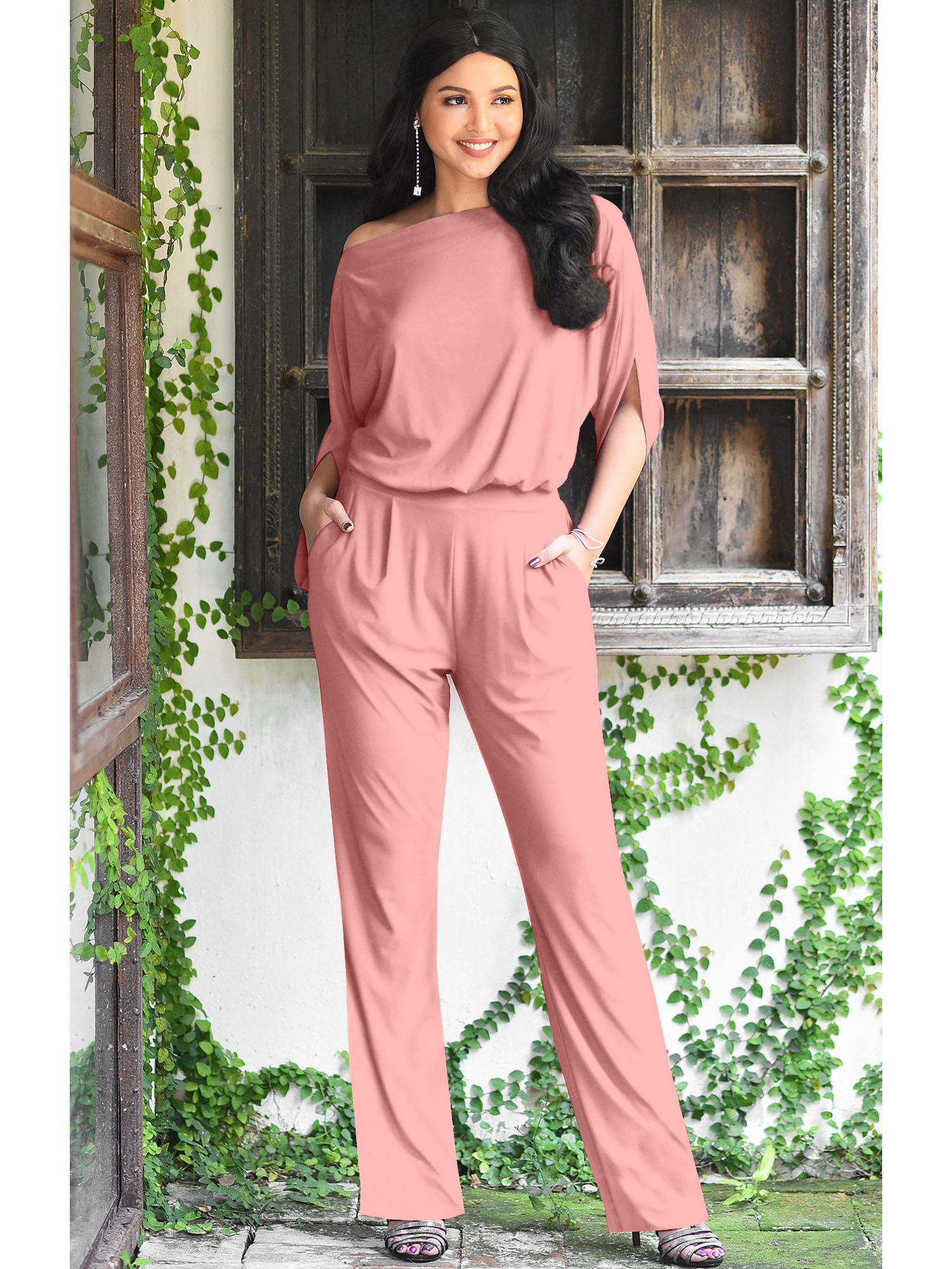 KOH KOH Long Pants Formal Cocktail Evening One Piece Fall Pockets ...