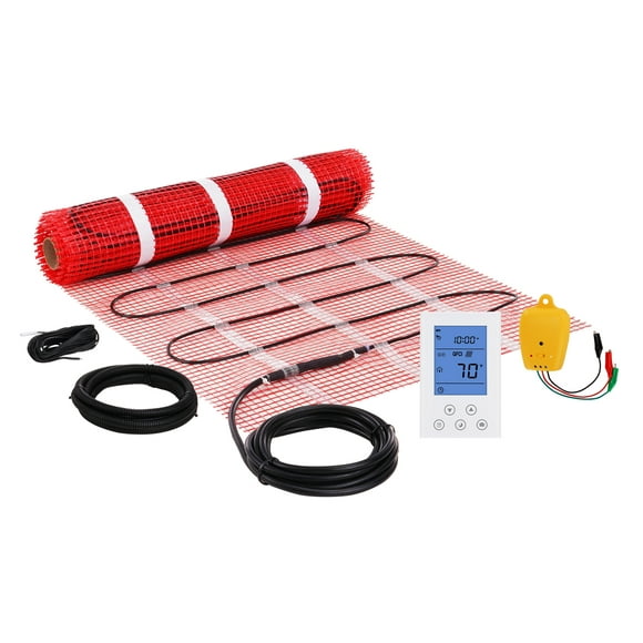 VEVOR Floor Heating Mat, 20 Sq. ft, Electric Radiant In-Floor Heated Warm System with Digital Floor Sensing Thermostat, Includes Installation Monitor, Adhesive Back for Easy Installation on The Floor