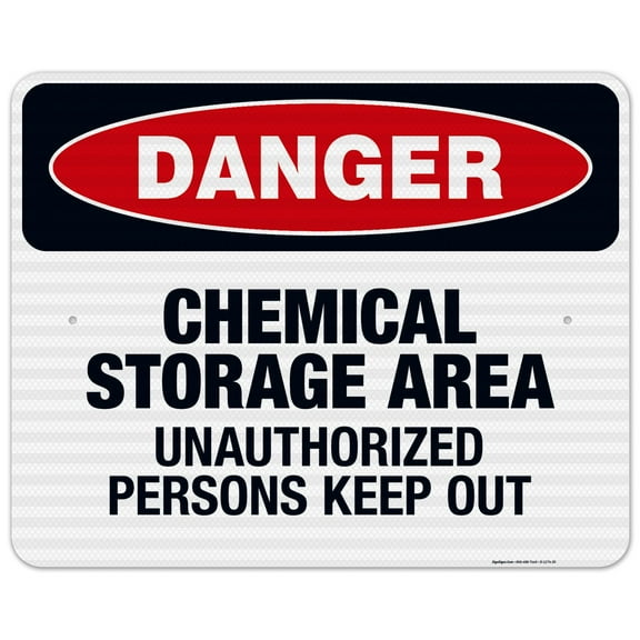 Danger Chemical Storage Area Unauthorized Persons Keep Out Sign, OSHA Danger Sign, 24x30 Reflective Aluminum EGP