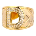 thumbnail image 1 of Chunky Wide Zircon Initial Letter Rings For Women Stainless Steel Opening Finger Ring Hip Hop Minimalist Jewelry Gift Femme, 1 of 5