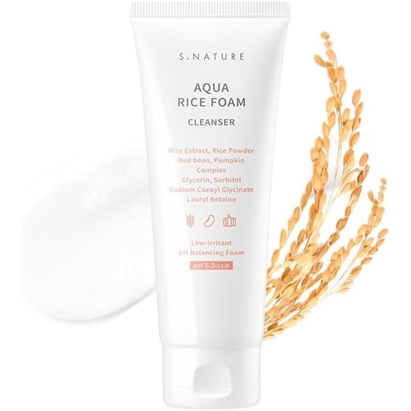 S.NATURE Nettoyant Moussant au Riz AQUA 80 ml / Nettoyant pour le Visage, Extrait de Riz Soins de la Peau au Riz 2,71 Fl Oz