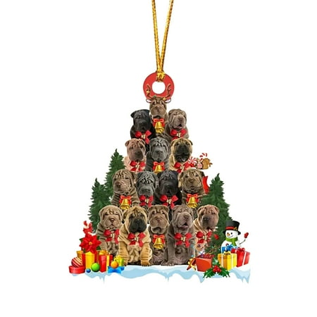 

Christmas Tree Hanging Ornament Christmas Dog Wooden Hang Pendant Xmas Decoration Gift for Friends and Family