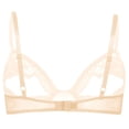 thumbnail image 2 of Sinleey Women Sheer Lace Floral Portrait Open Tip Bra Unlined Push-up Bralette Underwear Nightwear Nude 5XL, 2 of 7