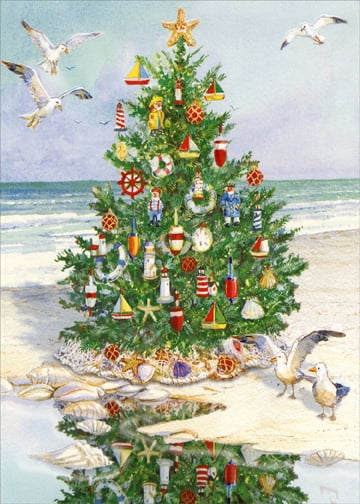 Red Farm Studios Beach Sand Joy Box of 18 Coastal Nautical Christmas Cards 735882688052 