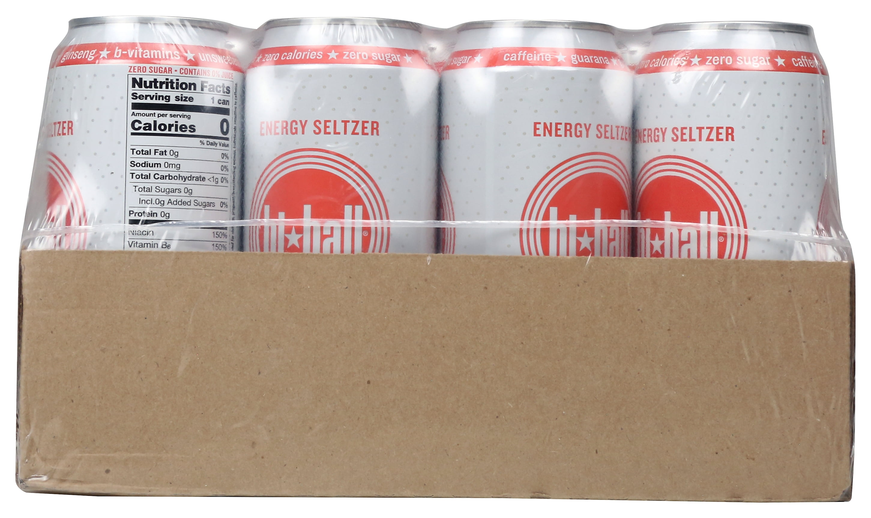 Hiball Clean Energy Drink, Zero Sugar Caffeinated Seltzer Water, Grapefruit, 16 Fl Oz, 12 Pack