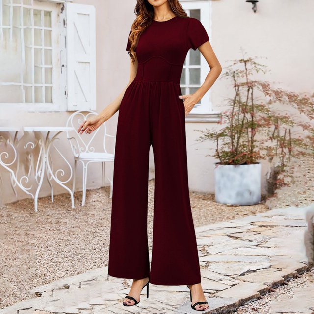 WILLBEST Vêtements d'Automne pour Femmes Tendance 2024 Combinaison Ample Sans Manches Unie pour Femmes Combinaison Habillée Côtelée avec Camisole d'Été Combishort pour Femmes Extérieur