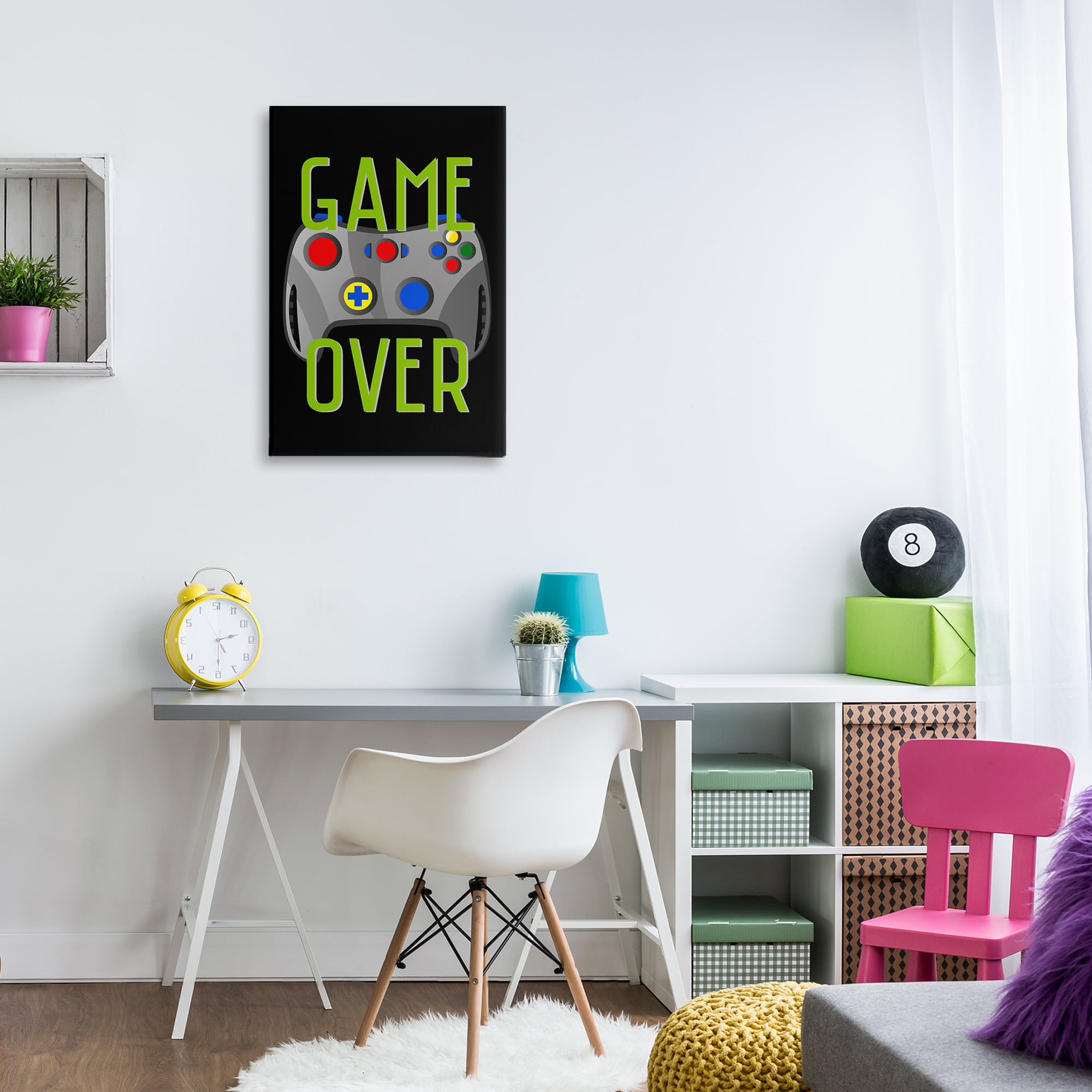 Stupell Industries Game Over with Controller Typography Painting Gallery Wrapped Canvas Art Print Wall Art, 20 x 30