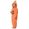 thumbnail image 4 of VIPOIN Kids Halloween Pumpkin Onesie Costume, Soft Fleece Hooded Jumpsuit with Cute Patch for Cosplay & Loungewear, 4 of 7