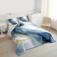 thumbnail image 3 of Homewish Marble Pattern Bedding Comforter Set,Fluid Stripe Aesthetic Twin Comforter Sets,Deepblue Gold Bedding Set For Girls Teens,Ultra Soft Home Decor Reversible,2pcs, 3 of 8